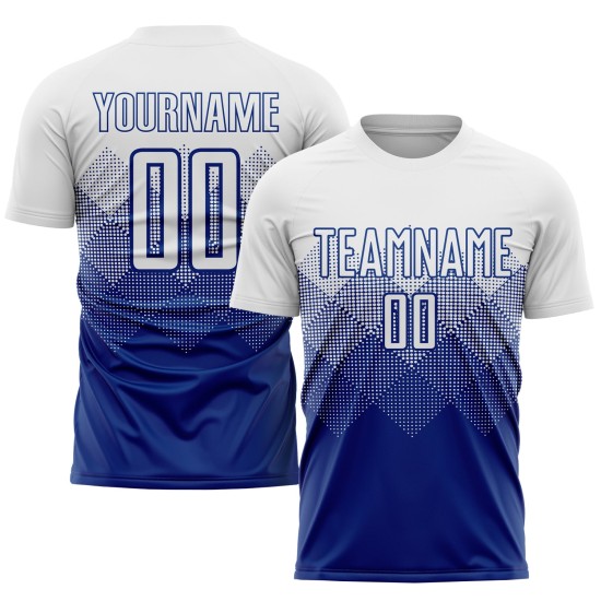 Fußball Custom Jersey Royal Sublimation Weiße Uniform Fußball Custom Jersey Royal Sublimation Weiße Uniform