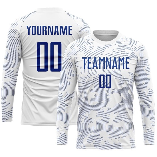Benutzerdefiniertes Fußball-Sublimationstrikot Royal Uniform Weiß Benutzerdefiniertes Fußball-Sublimationstrikot Royal Uniform Weiß
