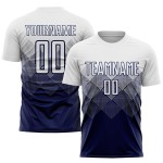 Benutzerdefinierte Marineblau Weiß Trikot Fußball Uniform Sublimation Benutzerdefinierte Marineblau Weiß Trikot Fußball Uniform Sublimation