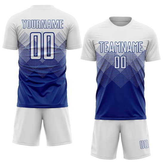 Fußball Custom Jersey Royal Sublimation Weiße Uniform Fußball Custom Jersey Royal Sublimation Weiße Uniform