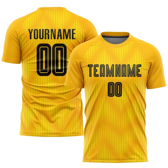 Sublimation Schwarzes Uniform Fußball Custom Gold Trikot Sublimation Schwarzes Uniform Fußball Custom Gold Trikot