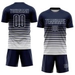 Navy Jersey Fashion Soccer Nadelstreifen Weiß Sublimation Custom Fade Uniform Navy Jersey Fashion Soccer Nadelstreifen Weiß Sublimation Custom Fade Uniform
