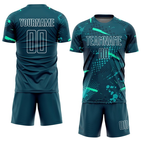 Fußball Custom Sublimation Uniform Grün-Blaugrün Jersey Grün Fußball Custom Sublimation Uniform Grün-Blaugrün Jersey Grün
