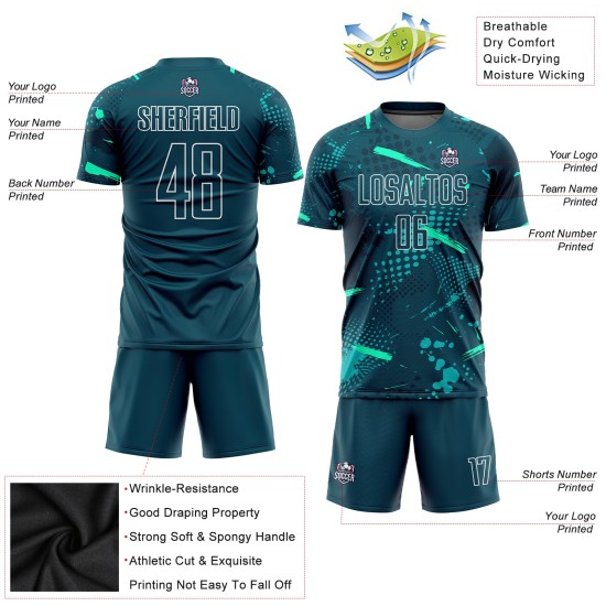 Fußball Custom Sublimation Uniform Grün-Blaugrün Jersey Grün Fußball Custom Sublimation Uniform Grün-Blaugrün Jersey Grün