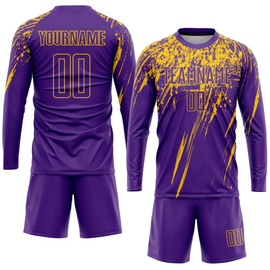Gelbe Uniform Lila Fußball Sublimation Custom Jersey Gelbe Uniform Lila Fußball Sublimation Custom Jersey