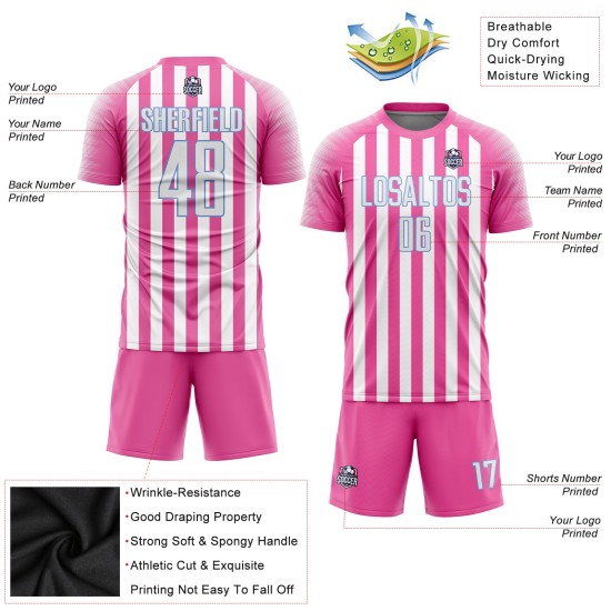 Rosa Sublimation Uniform Blau Jersey Weiß-Licht Custom Fußball Rosa Sublimation Uniform Blau Jersey Weiß-Licht Custom Fußball