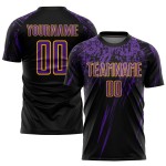 Sublimation Custom Fußball Schwarz Lila-Gold Uniform Trikot Sublimation Custom Fußball Schwarz Lila-Gold Uniform Trikot