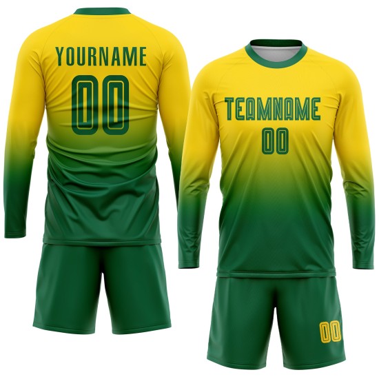 Gold Kelly Sublimation Fashion Fade Custom Green Jersey Fußballuniform Gold Kelly Sublimation Fashion Fade Custom Green Jersey Fußballuniform