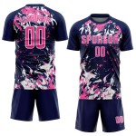 Jersey Custom Navy Fußballuniform Pink-Weiß Sublimation Jersey Custom Navy Fußballuniform Pink-Weiß Sublimation