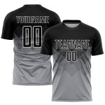Grau Schwarz-Weiß Sublimation Jersey Custom Light Fußballuniform Grau Schwarz-Weiß Sublimation Jersey Custom Light Fußballuniform