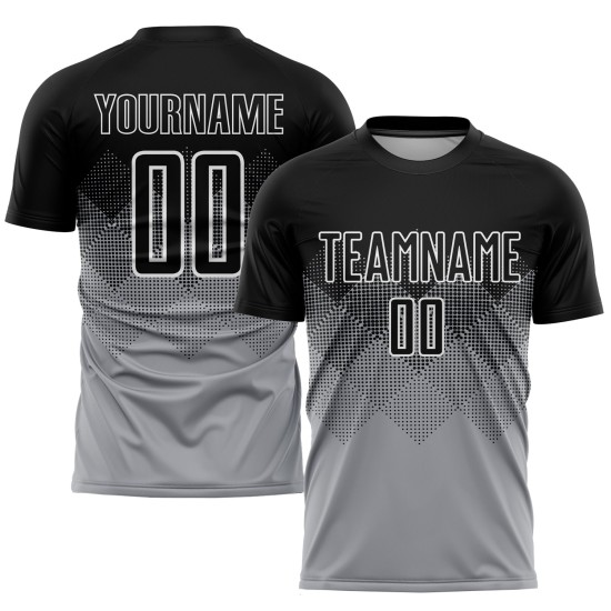 Grau Schwarz-Weiß Sublimation Jersey Custom Light Fußballuniform Grau Schwarz-Weiß Sublimation Jersey Custom Light Fußballuniform