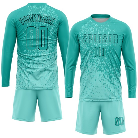Uniform Sublimation Trikot Fußball Custom Aqua-Schwarz Aqua Uniform Sublimation Trikot Fußball Custom Aqua-Schwarz Aqua