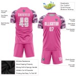 Rosa Uniformtrikot Custom Soccer Sublimation Weiß-Camo Rosa Uniformtrikot Custom Soccer Sublimation Weiß-Camo