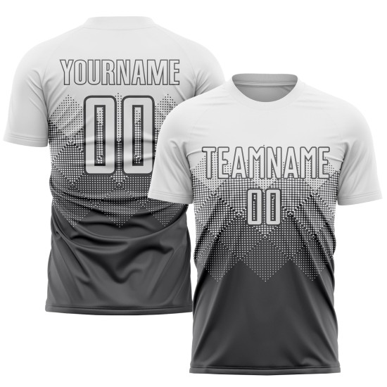 Uniform Sublimation Grau Trikot Weiß Custom Fußball Stahl Uniform Sublimation Grau Trikot Weiß Custom Fußball Stahl
