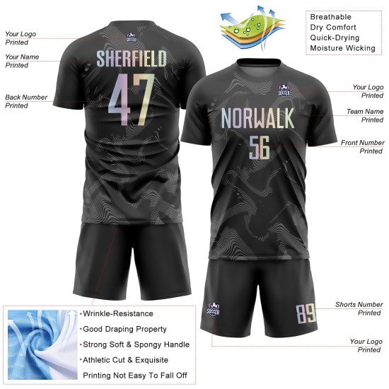 Uniform Jersey Fußball Sublimation Schwarz Kurve Gradient-Grau Linien Custom Uniform Jersey Fußball Sublimation Schwarz Kurve Gradient-Grau Linien Custom
