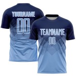 Trikot Fußball Hellblau Benutzerdefinierte Sublimation Uniform Blau-Weiß Trikot Fußball Hellblau Benutzerdefinierte Sublimation Uniform Blau-Weiß