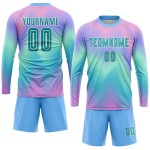 Fußballuniform Trikot Krawatte Sublimation Custom Teal-Weiß Dye Fußballuniform Trikot Krawatte Sublimation Custom Teal-Weiß Dye