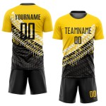 Sublimation Fußballtrikot Custom Schwarz-Weiß Gold Uniform Sublimation Fußballtrikot Custom Schwarz-Weiß Gold Uniform