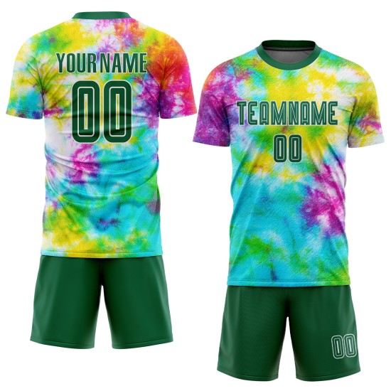 Uniform Grün-Weiß Farbstoff Kelly Tie Jersey Fußball Custom Sublimation Uniform Grün-Weiß Farbstoff Kelly Tie Jersey Fußball Custom Sublimation