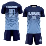 Trikot Fußball Hellblau Benutzerdefinierte Sublimation Uniform Blau-Weiß Trikot Fußball Hellblau Benutzerdefinierte Sublimation Uniform Blau-Weiß
