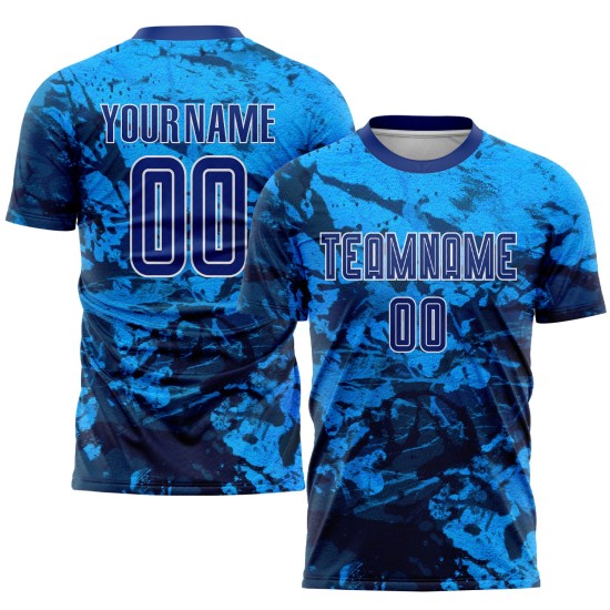 Tie Sublimation Dye Custom Uniform Fußballtrikot Royal-Weiß Tie Sublimation Dye Custom Uniform Fußballtrikot Royal-Weiß