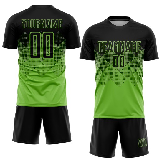 Schwarz Grün Uniform Sublimation Jersey Custom Neon Fußball Schwarz Grün Uniform Sublimation Jersey Custom Neon Fußball