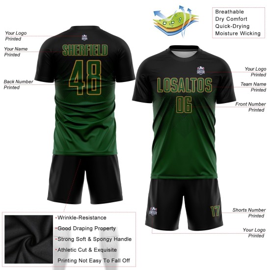 Gold Schwarz Jersey Grün-Alte Uniform Custom Sublimation Fußball Gold Schwarz Jersey Grün-Alte Uniform Custom Sublimation Fußball