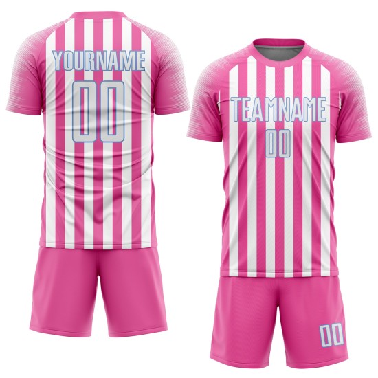 Rosa Sublimation Uniform Blau Jersey Weiß-Licht Custom Fußball Rosa Sublimation Uniform Blau Jersey Weiß-Licht Custom Fußball