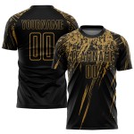 Benutzerdefinierte Sublimation Schwarz Fußball Jersey Gold Uniform Alt Benutzerdefinierte Sublimation Schwarz Fußball Jersey Gold Uniform Alt