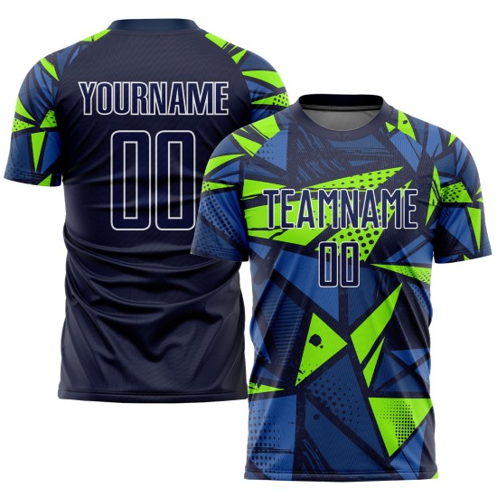 Trikot Fußball Marine Uniform Sublimation Custom Grün Navy-Neon Trikot Fußball Marine Uniform Sublimation Custom Grün Navy-Neon