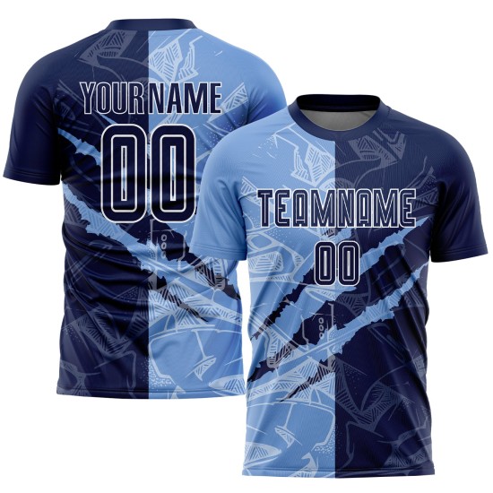 Jersey Sublimation Scratch Uniform Navy-Light Custom Graffiti Muster Fußball Blau Jersey Sublimation Scratch Uniform Navy-Light Custom Graffiti Muster Fußball Blau