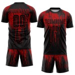 Rotes Trikot, Uniform, Fußball, schwarz, benutzerdefinierte Sublimation Rotes Trikot, Uniform, Fußball, schwarz, benutzerdefinierte Sublimation