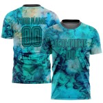Benutzerdefinierte Dye Sublimation Teal-Schwarz Uniform Fußball Jersey Krawatte Benutzerdefinierte Dye Sublimation Teal-Schwarz Uniform Fußball Jersey Krawatte