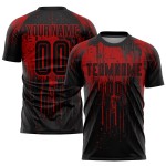 Rotes Trikot, Uniform, Fußball, schwarz, benutzerdefinierte Sublimation Rotes Trikot, Uniform, Fußball, schwarz, benutzerdefinierte Sublimation