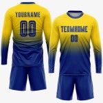 Benutzerdefinierte Gold Fade Fashion Jersey Royal Soccer Sublimation Uniform Benutzerdefinierte Gold Fade Fashion Jersey Royal Soccer Sublimation Uniform