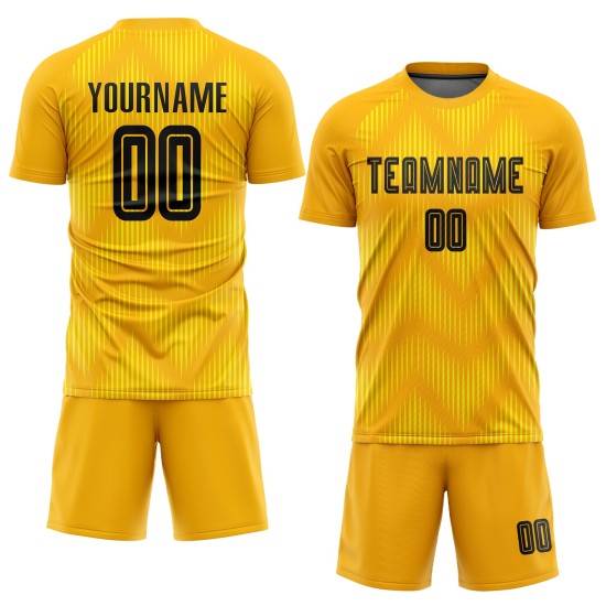 Sublimation Schwarzes Uniform Fußball Custom Gold Trikot Sublimation Schwarzes Uniform Fußball Custom Gold Trikot