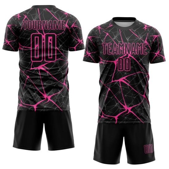 Fußball Custom Rosa Uniform Schwarz Sublimation Jersey Fußball Custom Rosa Uniform Schwarz Sublimation Jersey