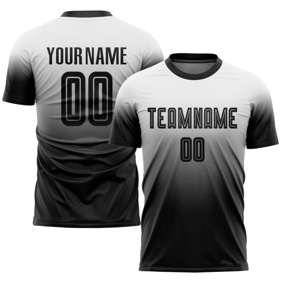 Fußball Fade Schwarz Mode Weiß Custom Sublimation Uniform Jersey Fußball Fade Schwarz Mode Weiß Custom Sublimation Uniform Jersey