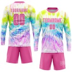 Benutzerdefinierte Trikot Krawatte Sublimation Fußball Uniform Farbstoff Rosa-Weiß Benutzerdefinierte Trikot Krawatte Sublimation Fußball Uniform Farbstoff Rosa-Weiß