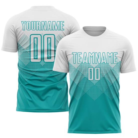 Jersey Aqua Soccer Custom Weiß Uniform Sublimation Jersey Aqua Soccer Custom Weiß Uniform Sublimation