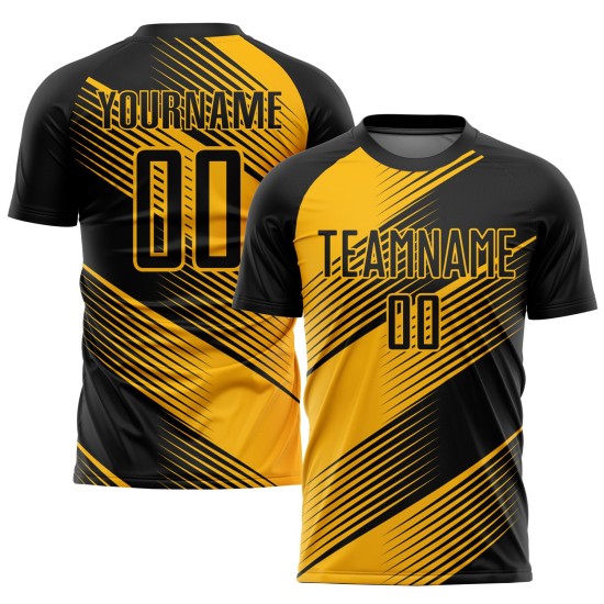 Uniform Custom Gold Fußball Schwarz Trikot Sublimation Uniform Custom Gold Fußball Schwarz Trikot Sublimation