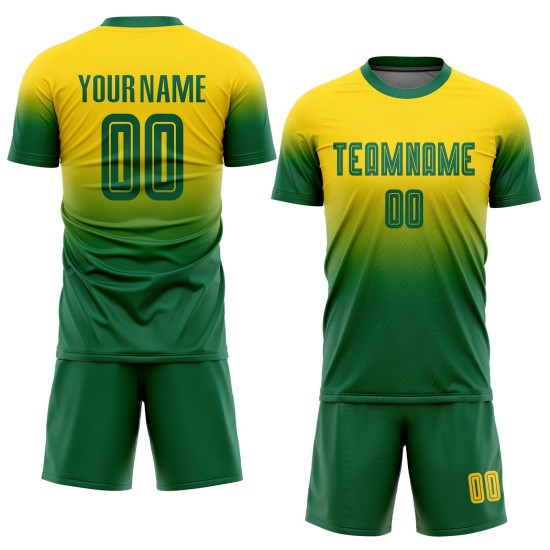Gold Kelly Sublimation Fashion Fade Custom Green Jersey Fußballuniform Gold Kelly Sublimation Fashion Fade Custom Green Jersey Fußballuniform