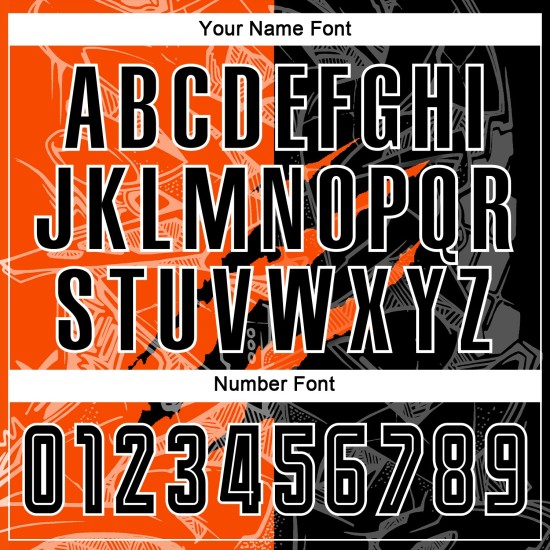 Fußball Sublimation Uniform Graffiti Schwarz-Orange Muster Jersey Scratch Custom Fußball Sublimation Uniform Graffiti Schwarz-Orange Muster Jersey Scratch Custom